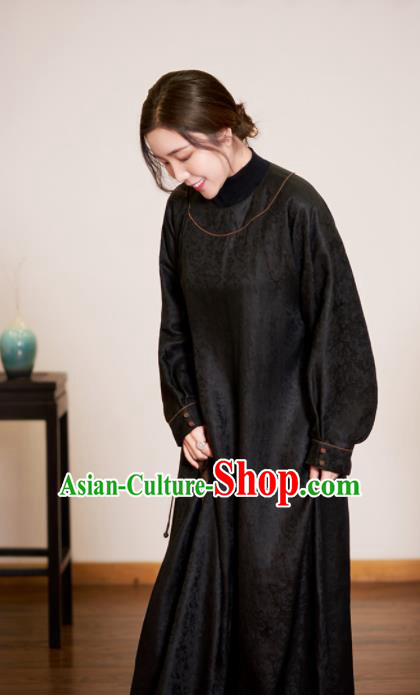 Traditional Chinese Cheongsam Black Silk Qipao Dress for Women Traditional Chinese Cheongsam Black Silk Qipao Dress for Women