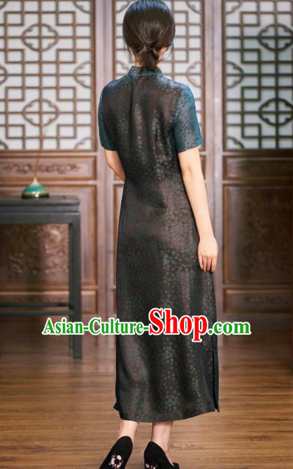 Traditional Chinese Graceful Black Cheongsam Tang Suit Silk Qipao Dress for Women Traditional Chinese Graceful Black Cheongsam Tang Suit Silk Qipao Dress for Women