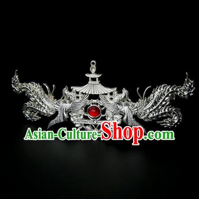 Chinese Ancient Princess Red Glass Hair Clip Phoenix Hairpins Traditional Classical Dance Hair Accessories for Women