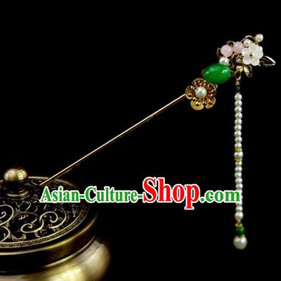 Chinese Ancient Queen Pearls Tassel Hairpins Traditional Classical Dance Hair Accessories for Women