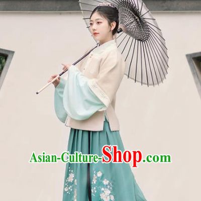 Chinese Ancient Young Lady Vest Blouse and Skirt Traditional Ming Dynasty Palace Princess Costumes for Women