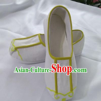 Chinese Kung Fu Shoes White Cloth Shoes Traditional Hanfu Shoes Monk Shoes for Men