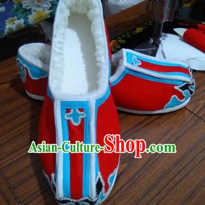 Chinese Kung Fu Shoes Red Cloth Shoes Traditional Hanfu Shoes Opera Shoes for Men