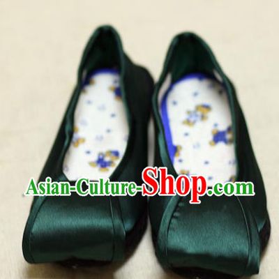 Chinese Traditional Atrovirens Brocade Shoes Hanfu Shoes for Women