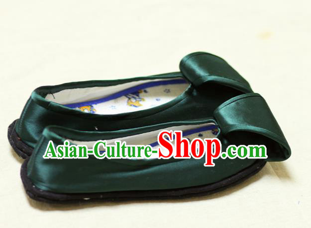 Chinese Traditional Atrovirens Brocade Shoes Hanfu Shoes for Women Chinese Traditional Atrovirens Brocade Shoes Hanfu Shoes for Women