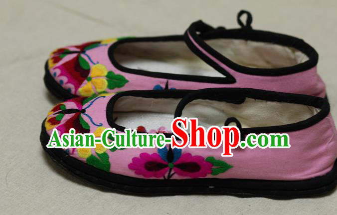 Chinese Traditional Embroidered Butterfly Pink Shoes Hanfu Shoes for Women Chinese Traditional Embroidered Butterfly Pink Shoes Hanfu Shoes for Women
