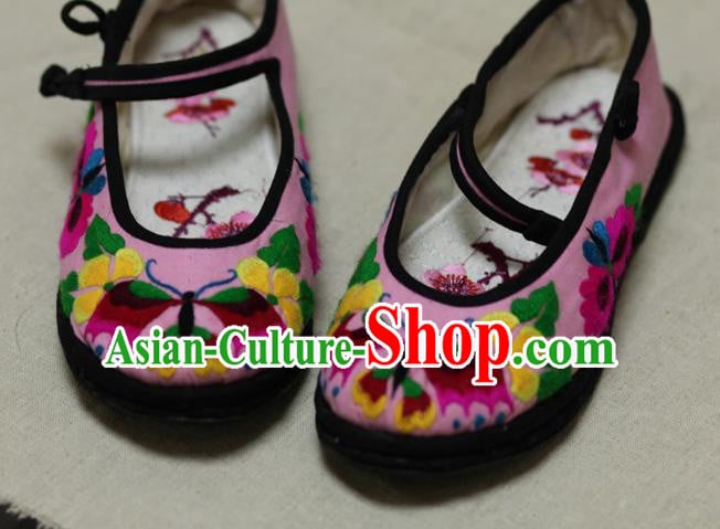 Chinese Traditional Embroidered Butterfly Pink Shoes Hanfu Shoes for Women Chinese Traditional Embroidered Butterfly Pink Shoes Hanfu Shoes for Women