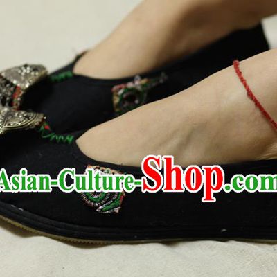 Chinese Traditional National Black Shoes Hanfu Shoes for Women