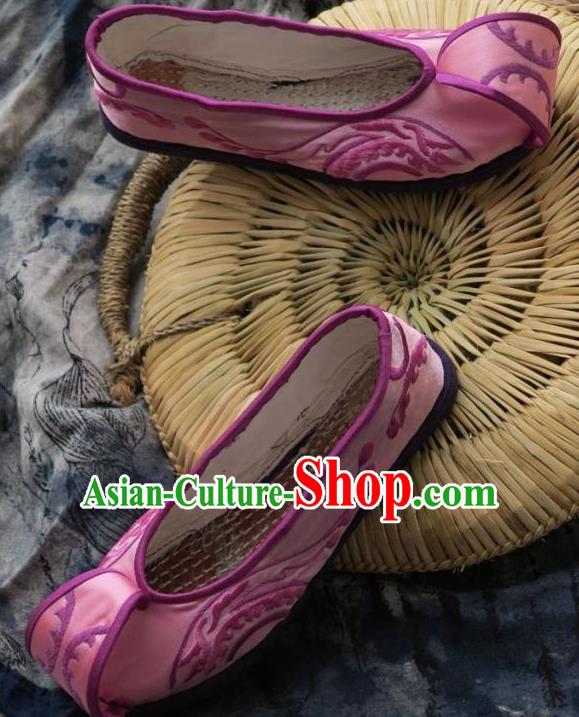 Chinese Handmade Pink Embroidered Shoes Hanfu Shoes Traditional National Shoes for Women Chinese Handmade Pink Embroidered Shoes Hanfu Shoes Traditional National Shoes for Women