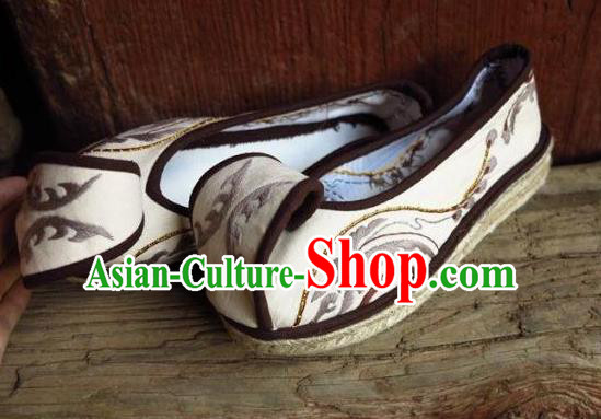 Chinese Handmade Beige Embroidered Shoes Hanfu Shoes Traditional National Shoes for Women Chinese Handmade Beige Embroidered Shoes Hanfu Shoes Traditional National Shoes for Women