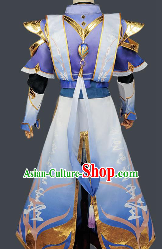 Chinese Cosplay Swordsman Blue Hanfu Cloting Traditional Ancient Knight Costume for Men Chinese Cosplay Swordsman Blue Hanfu Cloting Traditional Ancient Knight Costume for Men