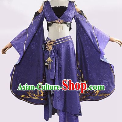 Chinese Cosplay Game Fairy Princess Purple Dress Traditional Ancient Female Swordsman Costume for Women
