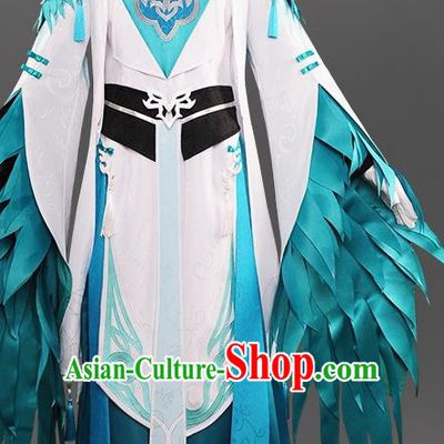 Chinese Cosplay Royal Highness Swordsman Blue Hanfu Clothing Traditional Ancient Knight Costume for Men