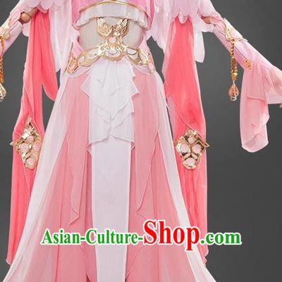 Chinese Cosplay Game Fairy Princess Pink Dress Traditional Ancient Female Swordsman Costume for Women