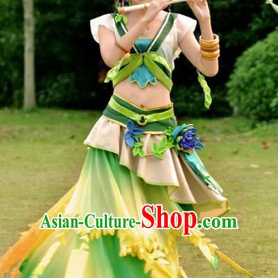 Chinese Cosplay Drama Young Lady Fairy Green Dress Traditional Ancient Female Swordsman Costume for Women