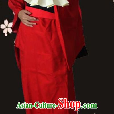Japanese Cosplay Geisha Red Kimono Yukata Dress Traditional Ancient Courtesan Costume for Women