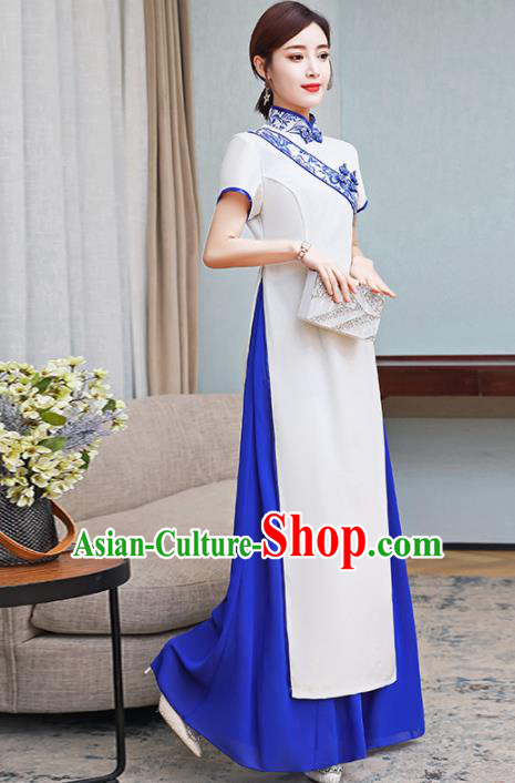 Vietnamese Traditional White Costume Vietnam Ao Dai Dress for Women Vietnamese Traditional White Costume Vietnam Ao Dai Dress for Women