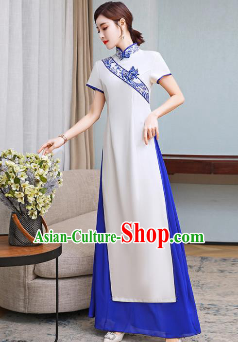Vietnamese Traditional White Costume Vietnam Ao Dai Dress for Women Vietnamese Traditional White Costume Vietnam Ao Dai Dress for Women