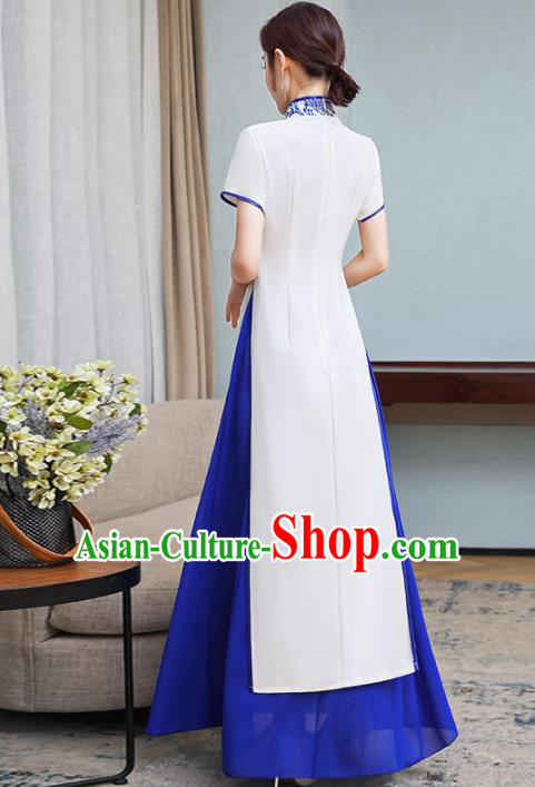 Vietnamese Traditional White Costume Vietnam Ao Dai Dress for Women Vietnamese Traditional White Costume Vietnam Ao Dai Dress for Women