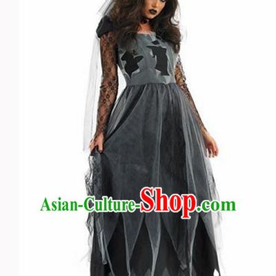 Halloween Cosplay Baroque Witch Costumes Fancy Ball Corpse Bride Black Dress for Women