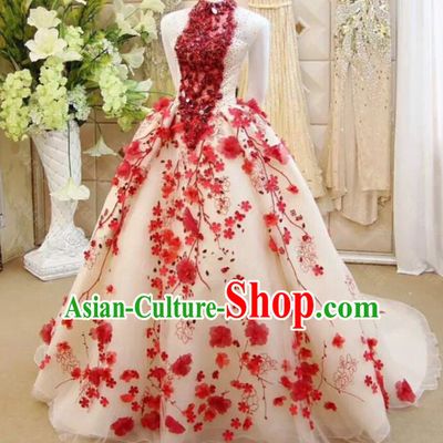 Custom European Court White Full Dress Wedding Bride Costumes Top Grade Bridal Gown for Women
