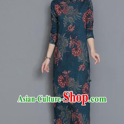 Chinese Traditional Compere Peacock Green Cheongsam Costume China National Qipao Dress for Women