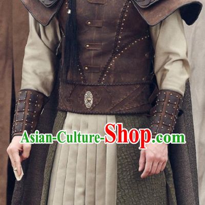 Ancient Chinese Style Handmade Armor Wrist Bands Bracers Leather Cuffs