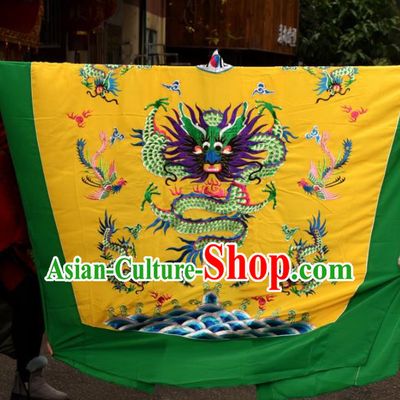 Chinese Taoism Embroidered Dragons Yellow Priest Frock Cassock Traditional Taoist Rite Costume for Men