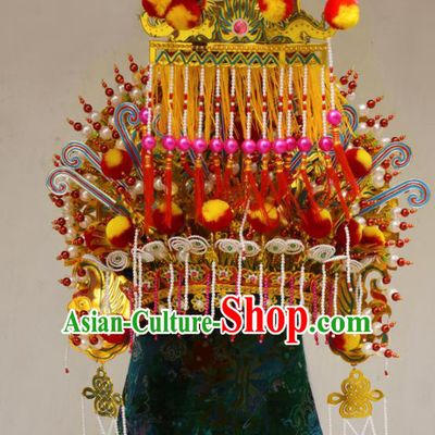 Chinese Traditional Temple Goddess Mazu Phoenix Coronet Bodhisattva Hat Hair Accessories