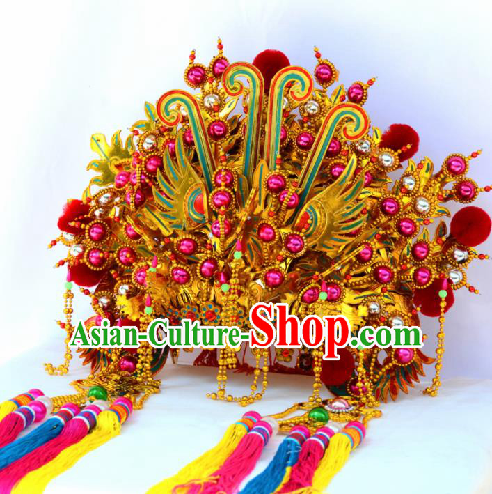 Chinese Traditional Goddess Rosy Phoenix Coronet Bodhisattva Hat Hair Accessories Chinese Traditional Goddess Rosy Phoenix Coronet Bodhisattva Hat Hair Accessories