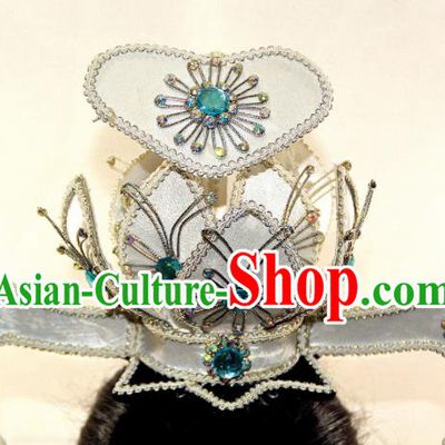 Chinese Traditional Peking Opera Taoist Nun Lotus Crown Hairpins Handmade Beijing Opera Diva Hair Accessories for Women