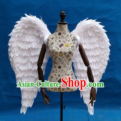 Professional Halloween Stage Show Miami White Feathers Wings Brazilian Carnival Catwalks Prop for Women