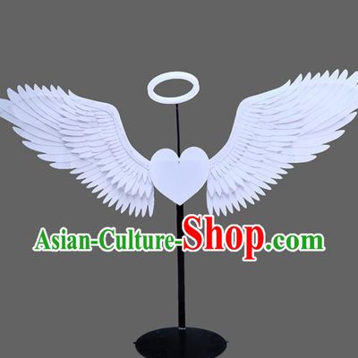 Professional Halloween Stage Show White Acrylic Wings Brazilian Carnival Catwalks Prop for Women