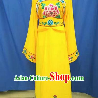 Chinese Traditional Peking Opera Servant Girl Yellow Dress Ancient Court Maid Costume for Women
