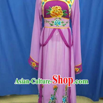 Chinese Traditional Peking Opera Servant Girl Purple Dress Ancient Court Maid Costume for Women