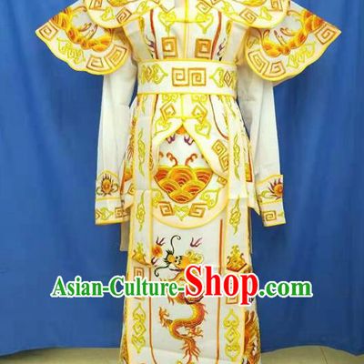 Chinese Traditional Peking Opera Takefu Yellow Embroidered Kao Costume Handmade Ancient Swordsman Clothing for Men