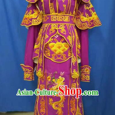 Chinese Traditional Peking Opera Takefu Embroidered Purple Kao Costume Handmade Ancient Swordsman Clothing for Men