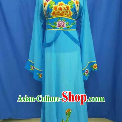 Chinese Traditional Peking Opera Servant Girl Blue Dress Ancient Court Maid Costume for Women