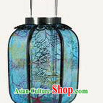 Chinese Traditional Handmade Iron Light Blue Palace Lantern New Year Ceiling Lamp