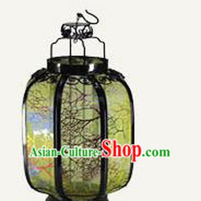 Chinese Traditional Handmade Iron Light Green Palace Lantern New Year Ceiling Lamp