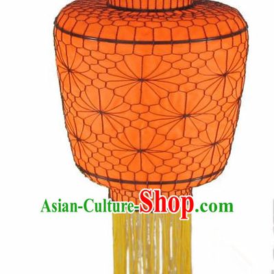 Chinese Outdoor Classical Tassel Orange Palace Lantern Traditional Handmade Ironwork Ceiling Lamp