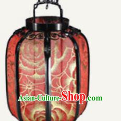 Chinese Classical Red Gauze Palace Lantern Traditional Handmade New Year Ironwork Ceiling Lamp