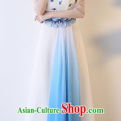 Top Grade Compere Embroidered White Full Dress Annual Gala Stage Show Chorus Costume for Women