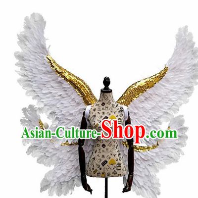 Professional Halloween Stage Show White Feather Butterfly Angel Wings Brazilian Carnival Catwalks Prop for Women