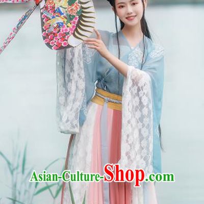 Chinese Ancient Drama Goddess Hanfu Dress Traditional Jin Dynasty Nobility Lady Dance Costumes for Women