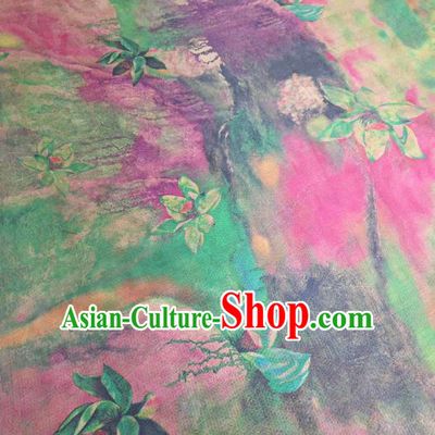 Asian Chinese Traditional Pattern Design Green Gambiered Guangdong Gauze Fabric Silk Material