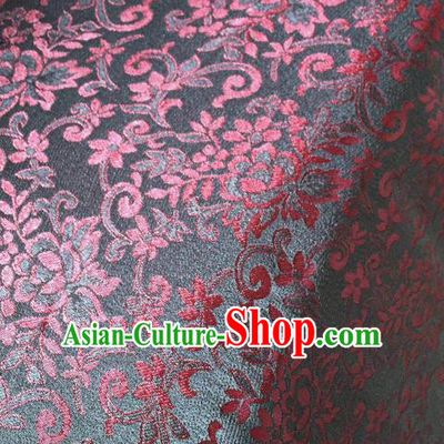 Asian Chinese Traditional Red Flowers Pattern Design Gambiered Guangdong Gauze Fabric Silk Material