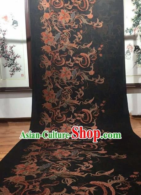 Asian Chinese Traditional Vine Pattern Design Atrovirens Gambiered Guangdong Gauze Fabric Silk Material Asian Chinese Traditional Vine Pattern Design Atrovirens Gambiered Guangdong Gauze Fabric Silk Material