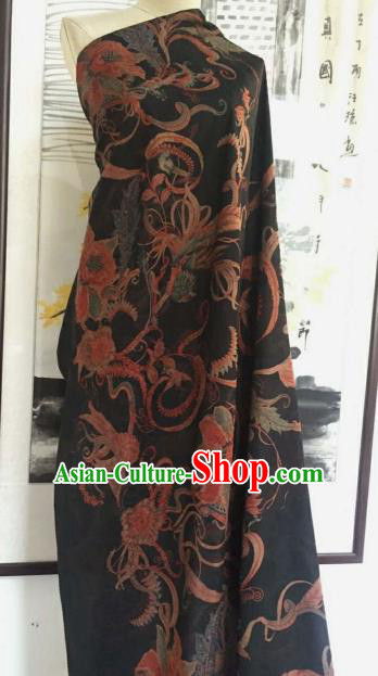 Asian Chinese Traditional Vine Pattern Design Atrovirens Gambiered Guangdong Gauze Fabric Silk Material Asian Chinese Traditional Vine Pattern Design Atrovirens Gambiered Guangdong Gauze Fabric Silk Material