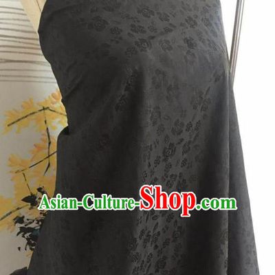 Asian Chinese Traditional Cherry Blossom Pattern Design Black Gambiered Guangdong Gauze Fabric Silk Material